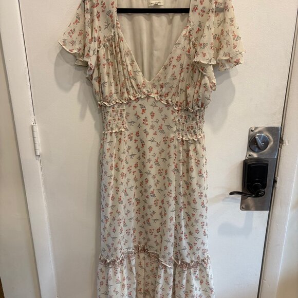 Max Studio Empire Waist Flutter Sleeve Maxi Dress, Ivory, L - Picture 2 of 3